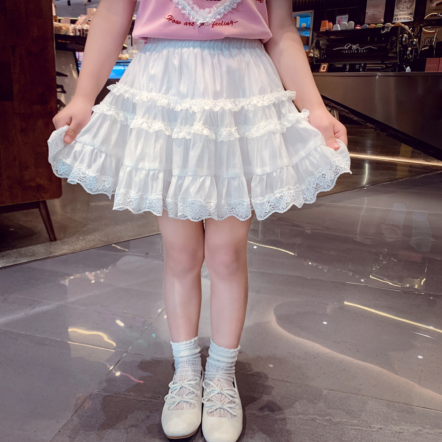 女童半身裙夏装2026新款超洋气儿童白色高腰a字短裙小女孩蛋糕裙