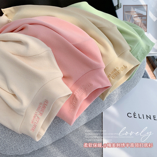 T恤小女孩纯色保暖上衣 洋气儿童长袖 女童高领打底衫 秋冬2025新款