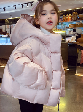 米米哈罗女童90白鸭绒羽绒服女孩面包服冬装2025新款儿童保暖外套