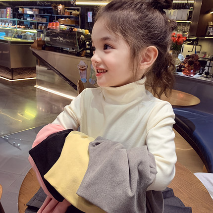 女童打底衫秋冬2025新款洋气儿童纯色内搭高领上衣小女孩长袖T恤