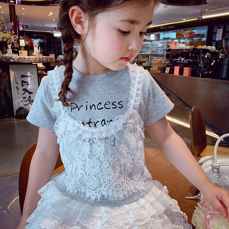 【明媚夏日！】假两件蕾丝T恤