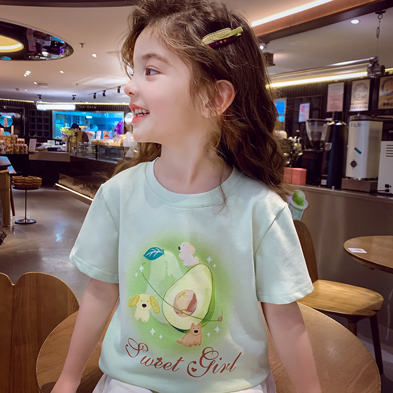女童短袖夏装2025新款韩版儿童卡通印花T恤上衣小女孩休闲打底衫