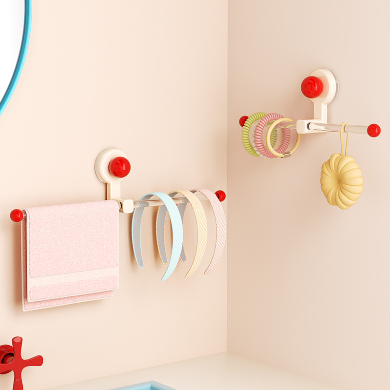 发箍收纳架多巴胺吸盘毛巾杆免打孔卫生间浴室壁挂发圈收纳置物架