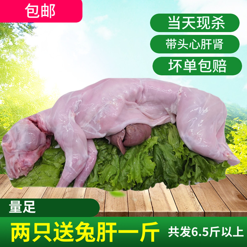 新鲜兔肉现杀整只兔子肉带头农家养真空冷冻包邮2.5斤~3斤/只