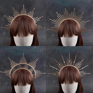 新款圣母光环亚马逊速卖通女神发饰头饰哥特式装扮万圣节皇冠发冠