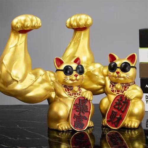 大力招财猫麒麟臂装饰品