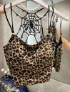 2025新款 无钢圈美背 豹纹蜘蛛吊带背心女纯欲性感豹纹吊带一体式