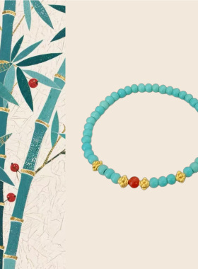 NOTL.原创国风石粉合成蓝绿松石手链女款礼物礼物七夕2025