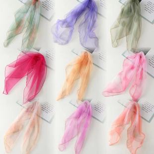 真丝小方巾女韩版 小围巾桑蚕丝丝巾裸色防晒头巾纱巾 春夏薄款 时尚