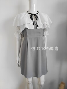 纯元女装2024夏季新款斗篷设计蝴蝶结丝带格纹连衣裙