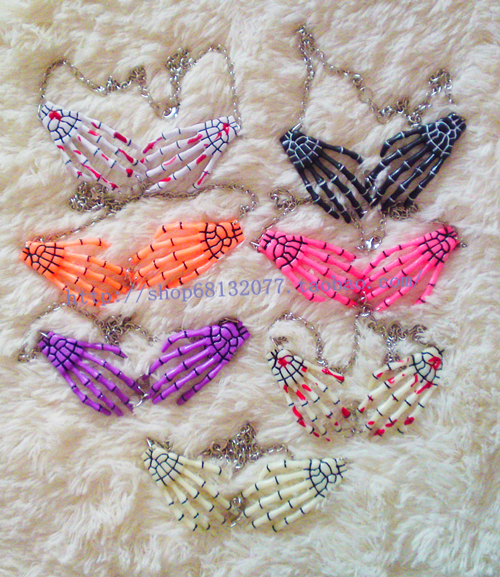 日本原宿骷髅爪子项链