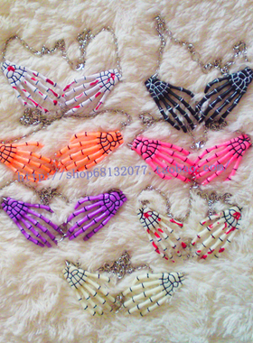 日本原宿骷髅爪子项链