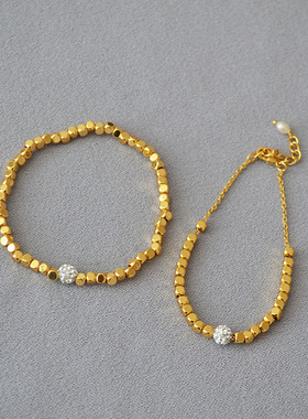 法式时尚简约不规则黄铜手链