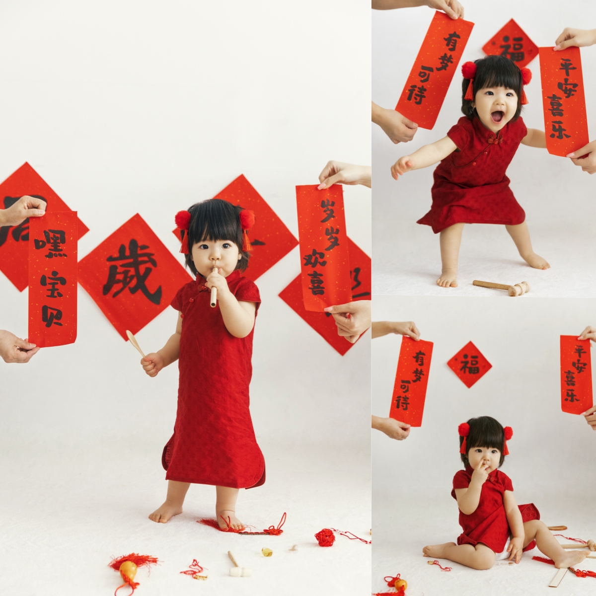 新儿童影楼摄影亲子照母子放大样片室内新年全家福百天照亲子照