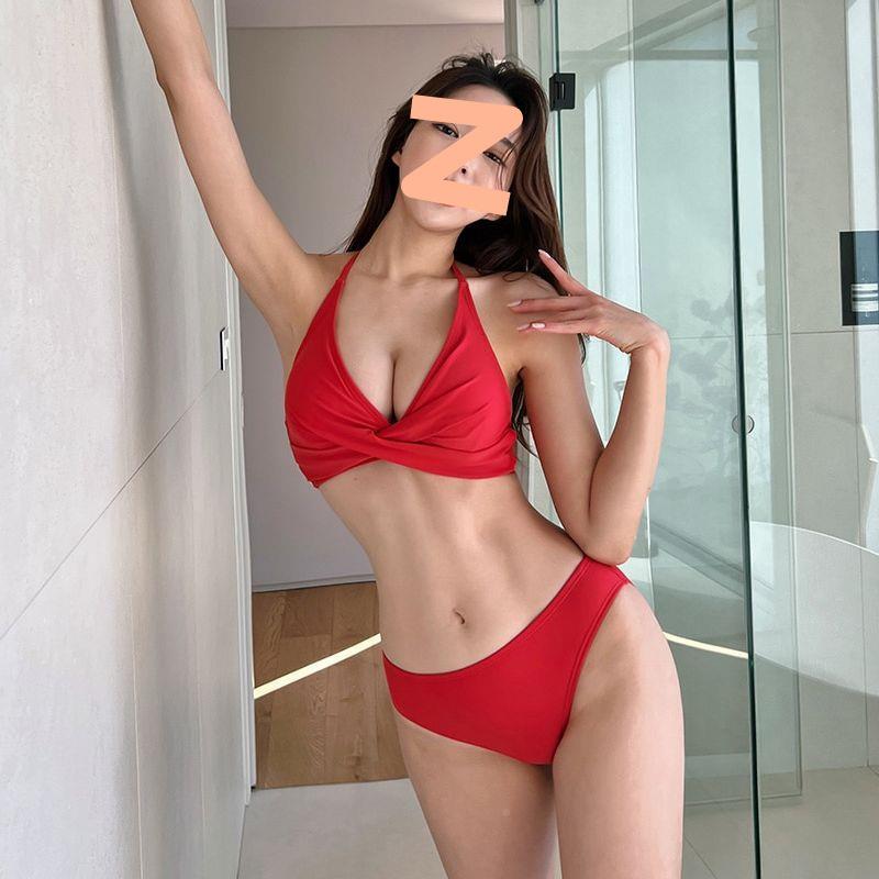 衣女款分挂绑带聚拢性感显泳瘦暴露三点脖厂家直供式比基尼泡体温