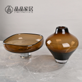 现代简约北欧复古茶色果盘花器套装 饰品 电视柜酒柜客餐厅家居装