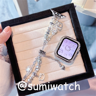 卡通可爱猫咪iwatch表带S9适用苹果手表表带S10女Applewatch表带