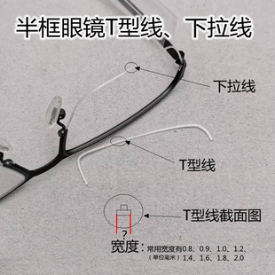 眼镜半框眼镜拉丝线鱼丝线T形线T字线8字形内嵌线上嵌线安装 固定