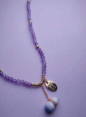 沼泽手作原创设计【紫金福禄】紫水晶手绘葫芦吊坠串珠项链紫罗兰