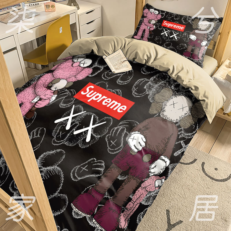 夏季宿舍三件套单人床卡通被单简约单件被套潮牌四件套床笠床单款