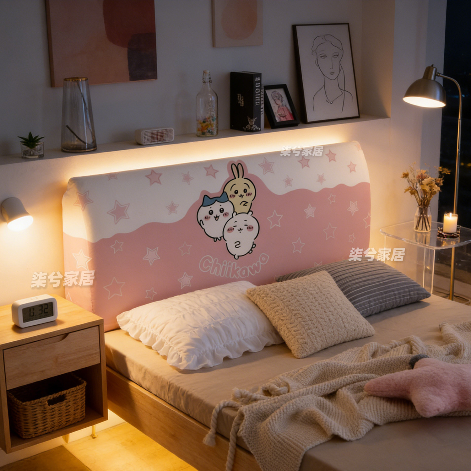 chiikawa床头套罩卡通吉伊卡哇全包日式通用布艺木床防尘套乌萨奇,居家布艺,床头罩,淘宝优惠券,粉丝福利购,淘宝优惠卷