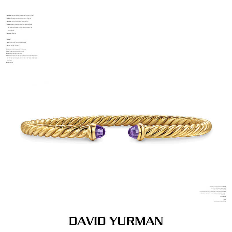 David Yurman大卫雅曼扭绳开口手镯DY复古欧美轻奢宝石玛瑙彩宝4M