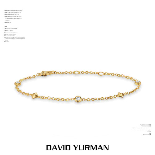 David Yurman大卫雅曼三钻手链DY十字调节链镶钻小众细手链金字塔