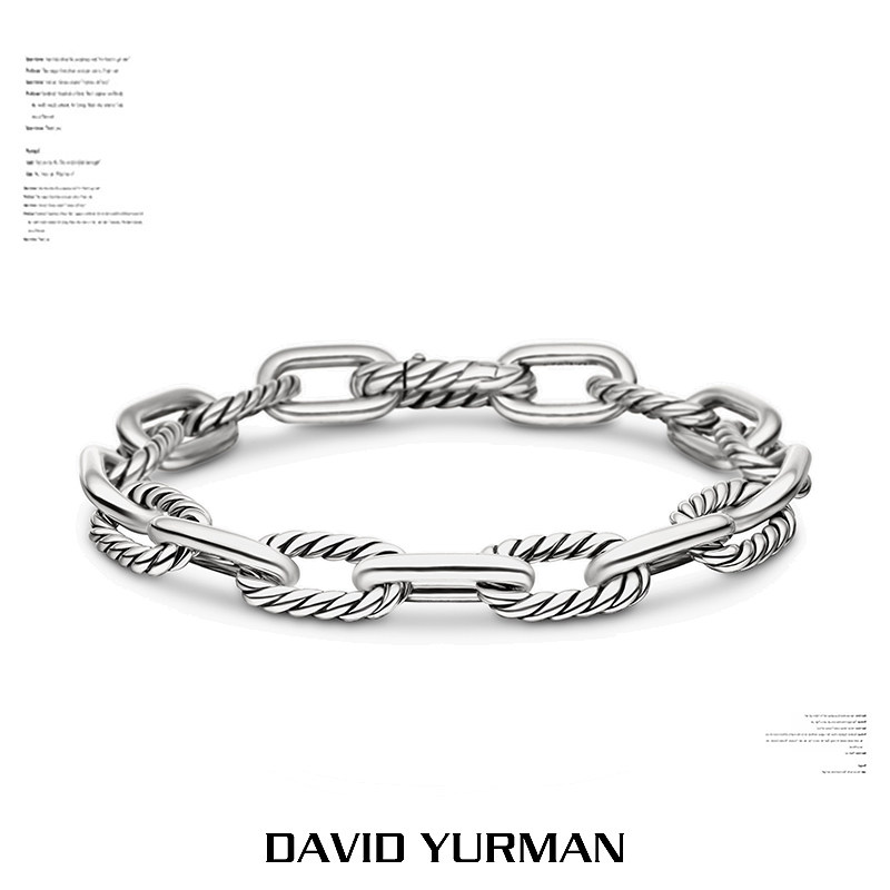 David Yurman大卫雅曼麦迪逊手链DY中性做旧银粗回形链椭圆情侣链