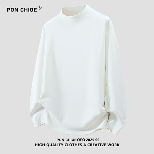 [两件装]ponchioe半高领德绒打底衫男秋季长袖t恤高级感美式卫衣