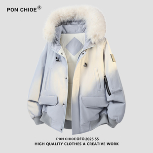 加厚保暖棉袄男棉衣外套 2025新款 ponchioe毛领工装 派克棉服男冬季