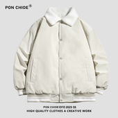 加厚棒球棉服男女情侣冬装 ponchioe翻领羊羔绒棉衣冬季 款 保暖外套