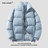 ponchioe立领棉服男女冬季 宽松休闲加厚保暖棉衣双面穿外套男