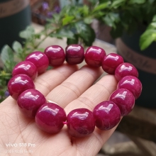 天然老矿 高油 无烧 无填充 红宝石 藏式桶珠