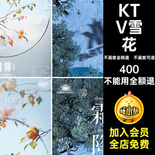 霜降节气科技创意朋友PS夜店宣传雪花冬季KTV圈海报冰霜酒吧雪花