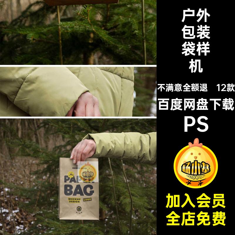 户外包装袋样机PS模板纸袋汉堡面包提案设计品牌12款效果图手持