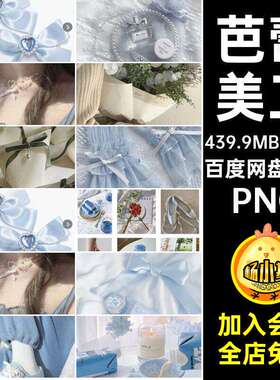 文艺少女PNGpng饭51款美工可爱芭蕾包手素材蓝色帐图风电