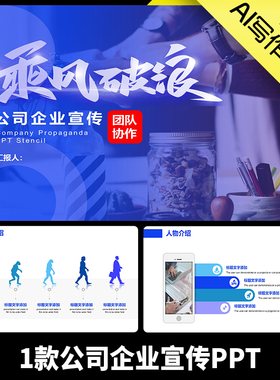 蓝色高端大气公司简介企业宣传品牌推广招商项目团队介绍PPT模板