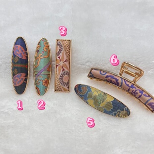 非遗宋锦蜀锦织金发夹高端民族风边夹P侧边头饰夹子刘海夹