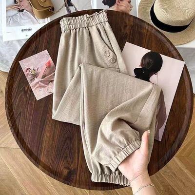 哈伦裤女春秋薄款2025新款小个子窄版休闲裤女垂感直筒百搭束脚裤