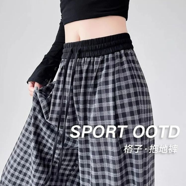 今年流行超火裤子女夏薄款格子裤图片