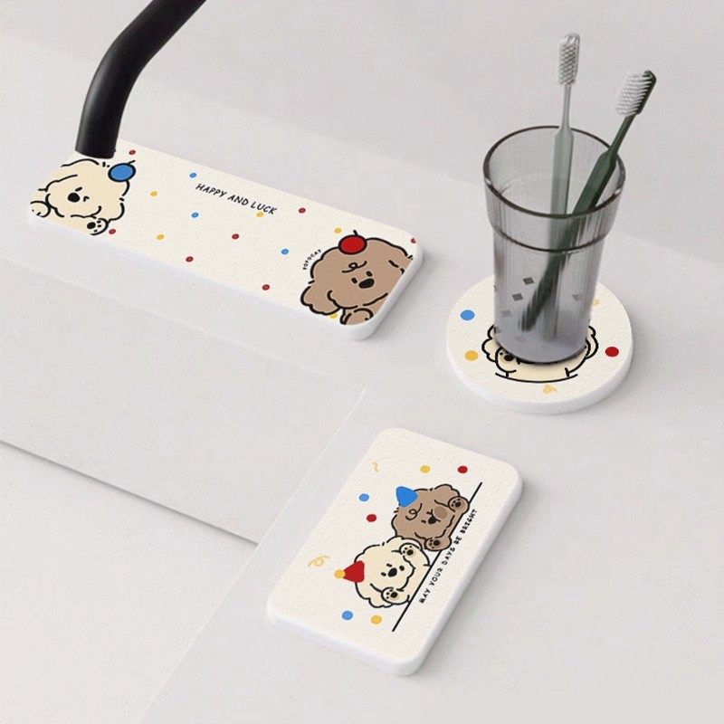 卡通可爱硅藻泥吸水硬餐垫防滑隔热垫洗手台置物架沥水垫杯垫皂垫,居家布艺,餐垫,淘宝优惠券,粉丝福利购,淘宝优惠卷