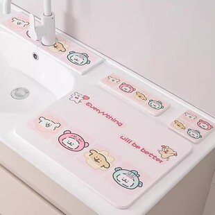 卡通可爱硅藻泥硬餐垫杯垫置物垫皂垫厨房石质收纳垫洗手台沥水垫