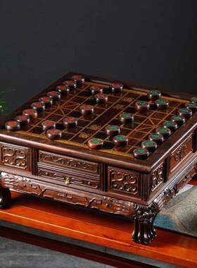 大红酸枝木多功能三用棋盘中国象棋围棋中式覆古红木棋盘茶几茶桌