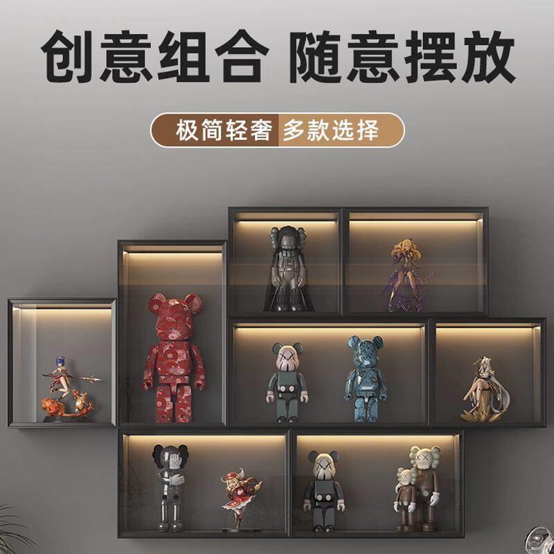 木玻璃厨房吊柜墙壁储物收纳挂墙客厅置物架墙上乐高模型展示柜