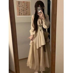 禅意风女装套装秋季2023新款复古收腰褶皱上衣不规则高腰半身长裙