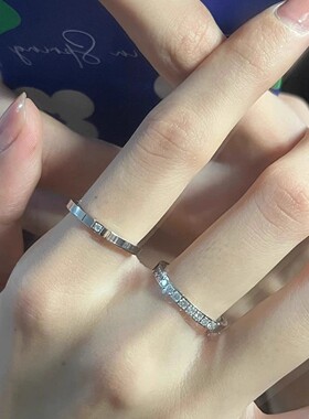 日韩简约钛钢不掉色镶钻女戒