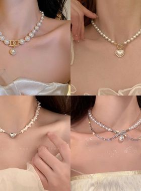 浪漫出逃~双层蝴蝶结珍珠项链女款轻奢小众优雅贵气锁骨链颈链潮