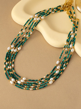 孔雀石设计款天然时尚简约项链