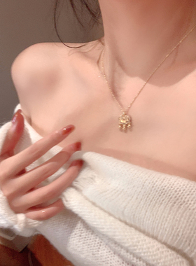 精致如意平安锁项链女2023新款爆款轻奢小众颈链设计感高级锁骨链