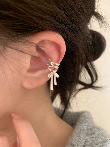纯白丝带灵动mini版｜耳骨夹RINGRING商店耳夹无耳洞芭蕾风耳饰女